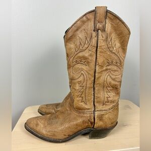 ABILENE Leather Western Cowboy Boots Women's 7 Tan Brown Farm Rodeo Country